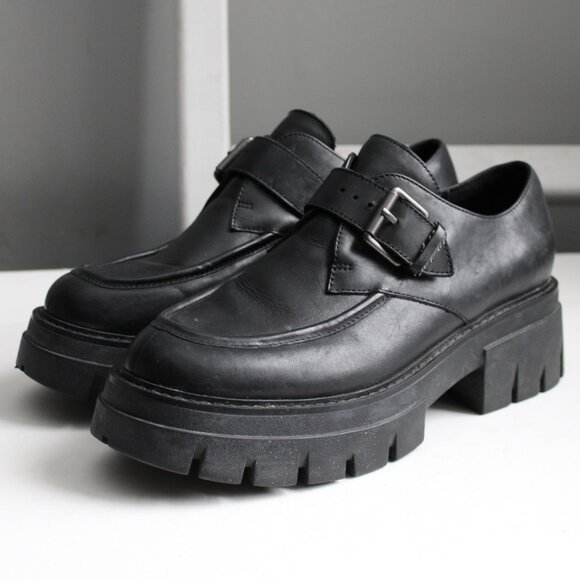 ASH Women's Black Lord Chunky Leather Loafers Size 39 EU / 9 US - Picture 1 of 7